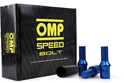 OMP SPEED Set 20 Radschrauben mit M14X1,5 Metrisch 17/19 Langer Gewindeschlüssel von 27MM blauer Farbe und DIN 10.9 Material