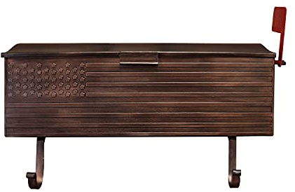 Oakland Living AZ620-COPPER Copper Patriotic Metal Outgoing Mail Flag and Newspaper Hangers Wall Mount Mailbox