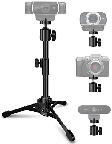 Mictop Desktop Webcam Tripod Stand, Extendable Webcam Camera Stand Tripod for Logitech Stream Webcam C925e C922x C922 C930e C930 C920 C615 and Other Devices with 1/4 Thread
