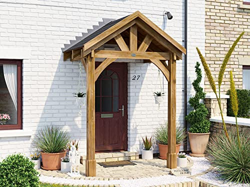 Dunster House Wooden Porch Canopy 2m x 1.5m Thunderdam (2 Post Full Height)