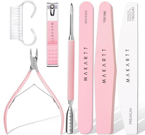 Makartt Juego de Limas y Pulidores de Uñas de Doble Cara, Juego de Herramientas para Quitar Cutículas, Kit de Pulidores de Uñas para Herramienta de Manicura y Pedicura