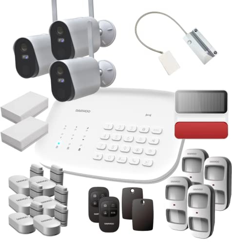 Daewoo Security DASA662AM - Pack de Alarma SA662 para Animales, WiFi, cámaras autónomas Interiores y Exteriores W502, Sirena Solar y contactor de Puerta de Garaje