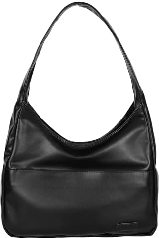 Pocadri Damen-Tragetasche, schick, veganes Leder, Geldbörse, stilvoll, lässig, trendig, groß, weich, Schwarz