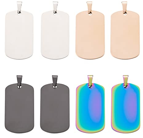Cheriswelry Unbeschriftete Hundemarken-Anhänger, Edelstahl, personalisierbar, Namensanhänger, Haustier-ID, Namensanhänger für Halskette, Schmuck, 45x25x1.5mm, Edelstahl