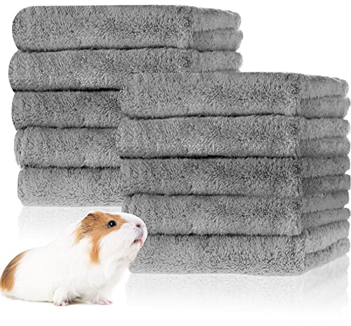 Tatuo Panelee 10 Pieces Guinea Pigs Blankets Hamster Fleece Cage Liners Soft Guinea Pig Accessories Small Animal Pet Blanket Sleep Bedding Mats Pet Supplies for Dog Puppy Cat (Gray, 11.8 x 11.8 Inch)