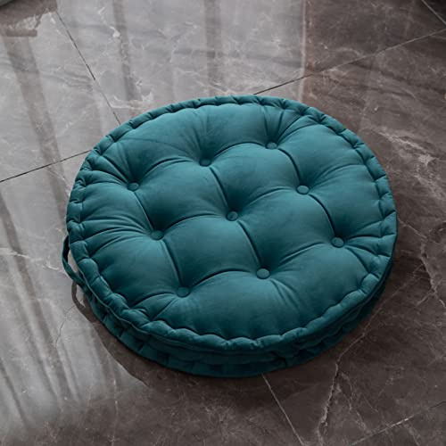 Cojínes De Suelo Redondo Color SóLido Terciopelo Holandés Cojín De Piso Grande Para Adultos Sala De Estar Dormitorio Aula Meditación De Yoga Al Aire Libre CojíN De Suelo Grande,azul Eléctrico,60cm