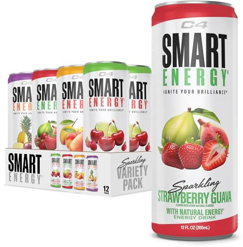 Cellucor C4 Smart Energy Drinks Variety Pack, Sugar Free Performance Fuel & Nootropic Brain Booster, Coffee Substitute or Alternative, 4 Flavor Tropical Oasis Variety 12 Pack