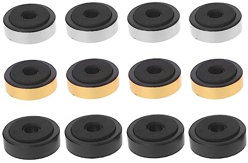 CCeCCe 12-pack högtalare isolering fötter förstärkare 48 mm plast stötdämpning baskuddar soundbox pinne fot matta stötdämpare för ljud CD AMP HiFi subwoofer reparation guld, silver, svart
