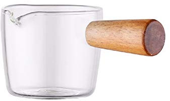 Salsera Jarra de vidrio de lanzador de crema multifuncional Jarra con mango de madera Jarra de crema clara y tazón de azúcar 50ml / 1.69oz, 100ml / 3.38oz Salsera de aderezo para ensaladas ( Size : 10