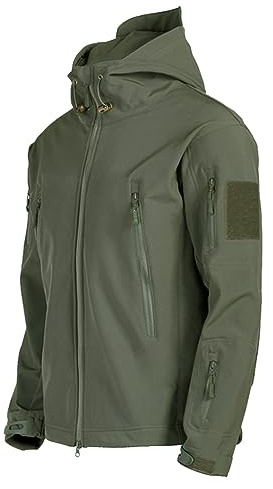 Oanviso Veste Softshells pour Homme Manteau à Capuche Blousons de Randonnée d'extérieur Vestes Tactique Imperméable Softshell Militaire Manteaux Décontracté Veste Fonctionnelle Respirant B Vert XL