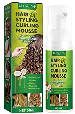 60ml Mousse Volume pour Cheveux Bouclés, Crème Activatrice de Boucles, Creme Bouclante Cheveux pour des Boucles Mieux Définies, Pour Cheveux Bouclés, Frisés & Crépus