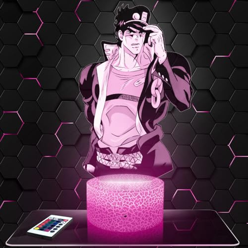 Lampephoto.fr - Lampe Jotaro Ku jo Jojo's Bizarre Adv. Veilleuse Manga | Fait en France, Socle au Choix, Luminosité Ajustable, Gravure HD au Laser, Idée cadeau Fan d'Anime, garçon, fille