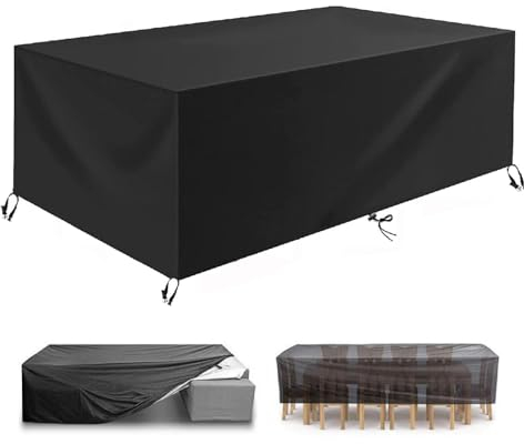 Abdeckung Gartenmöbel Winterfest 250x100x75cm Rechteckig Abdeckung für Gartenmöbel Winddicht Wasserdicht Anti-UV Schwarz 420D Oxford Gewebe Schutzhülle Gartenmöbel für Gartentisch Sitzgruppe