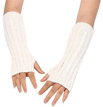 HANXIULIN Damen Strick-Armwärmer Fingerlose Handschuhe Stulpen Thermal Halb Fingerhandschuhe Stricken Armwärmer Handgelenkwärmer für Winter