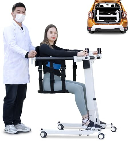 AUVKMUY Electric Patient Lift Transfer Chair - Folding Portable Handicap Lift for Home/Car/Bathroom,260LBS Capacity Upgrade Electric Transfer Lift for Seniors