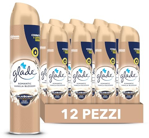 Glade Deodorante per Ambienti Spray, Fragranza Vaniglia, Formato 12 Spray da 300ml