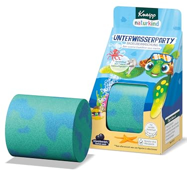 Kneipp naturkind Badeüberraschung Unterwasserparty - Sprudelnde Badeüberraschung mit Sammelfigur für Kinder Spielzeug für die Badewanne - Badespass Badekugel mit Johannisbeerduft - 1 Stück