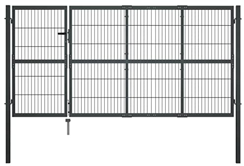 Mengtu Stahlzauntor Anthrazit 350x170cm mit Schloss & 3 Schlüsseln - Sicher & robust Model144400