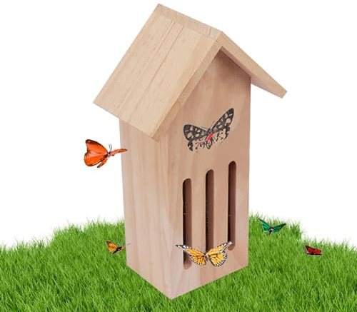 Uozonit Maisons à papillons pour l'extérieur | Jardin d'hôtel papillon en bois | Maison papillon 28 x 9 x 8,1 cm au sol ou mur d'arbre, habitat papillon bénéfique pour l'extérieur