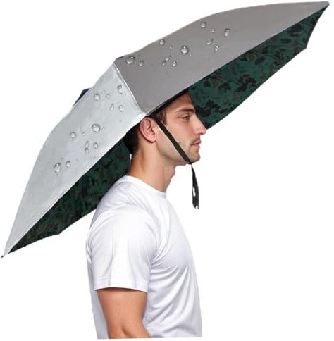 Regenschirmhüte für Erwachsene, Regenschirmhut faltbare Hände kostenlos UV -Schutz Kopf Regenschirm Hut für Männer, Regen -Beweisgröße für Fischen, Camping, Gartenarbeit, Frauen, Frauen, Frauen, Frau
