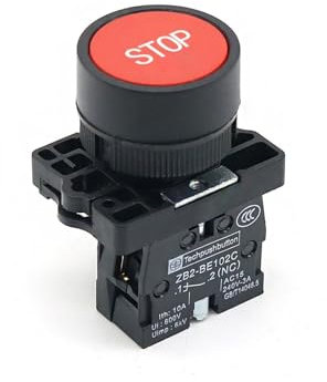 1PCS XB2-42/XB2-142/ XB2-4342 NC momentary self-reset button switch 22mm stop button plane Touch switch IINKUEYK(XB2-EA4342 1NC STOP)