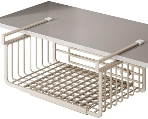 ZESLIV Cesta de almacenamiento de acero inoxidable, 36 – 60 cm, ajustable, cesta colgante para cocina, despensa, escritorio, estantería