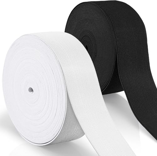 Aerzouser 20m Doma Elastica Costura, 40mm Elastico Costura Schwarz Weiß, Cinta,Manualidades Costura Diy, Cuerda Plana Trenzada, Elástico para Pantalones Ropa