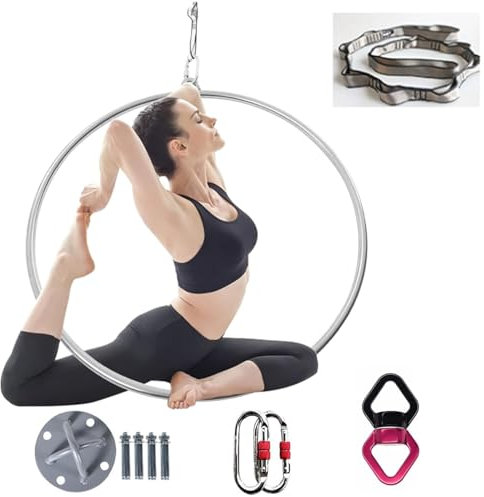 Hydravex Luftreifen, Aerial Ring Set, Single Point Aerial Hoop, Edelstahl Hoop, Yoga Hoop, Circus Aerial Equipment, für Akrobatik Performance, Aerial Fitness,90cm-2.5cm