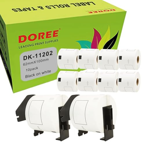 Doree 10Rotoli DK-11202 62x100mm Etichette Indirizzi 300/rotolo(2 Supporti)