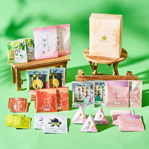 Sakuraco Japanese Tea Sampler Gift Set – Assorted Premium Green & Herbal Teas, Variety Pack