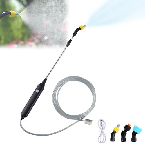 Rppiup Electric Garden Sprayer, 5m Hose 3 Nozzles Battery Powered Sprayer, 3.7v Weed Killer Sprayer Pump with Telescopic Wand, Portable Rechargeable Garden Sprayer for Yard Lawn Weeds Plants