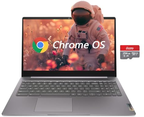 Lenovo Chromebook FHD 15,6, ordinateur portable IdeaPad 3i, Intel Celeron N4500, 4 Go de RAM, 320 Go de stockage (64 Go eMMC + 5 ave 256 Go de mémoire flash), webcam, HDMI, Bluetooth, Chrome OS, gris