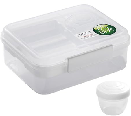 Happyaer Lonchera moderna de 2 capas con compartimento separado, con tapa segura para comidas diarias y picnics