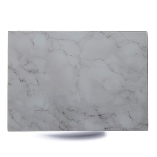Kerafactum Tagliere in vetro con motivo 35 x 25 cm, vetro di sicurezza ESG, piedini in silicone antiscivolo, resistenti al calore, igienico, infrangibile ed elegante, per cucina e