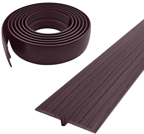 Übergangsprofil, T Profil Übergangsleiste Selbstklebender 5×300cm Türschwellen Leiste PVC Flache Spaltabdeckung für Türschwellen und Verbindungsböden von Laminatdielenfliesen (Schwarznuss, 5cm×3m)