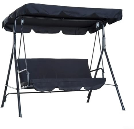 YUANGANG Swing Chair Canopy Replacement, Garden Swing Seat Canopy Covers Heavy Duty Rip Proof Sun Shade Replacement Awning For Garden Patio Courtyard(Two-seater black)