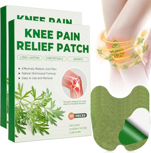 Robofun Anti Douleur Genoux, 40 Pièces Patch Chauffant Dos, Natural Herbal Patchs de Soulagement de la Douleur Pour Douleurs au Cou, Epaules, Courbatures, Articulations