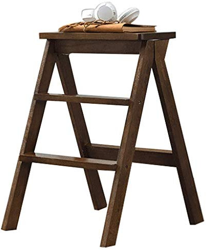 Escabeau pliant en bois 3 marches pour cuisine et usage domestique