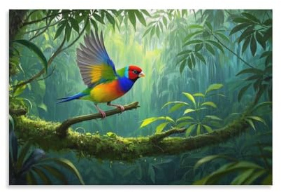YYVKPMLXC Pájaro Gouldiano Arte Mural Modernos Selva tropical Cuadro Pared De Pintura Lona Salon Dormitorio Listo Para Colgar Decoración 16x24inch(40x60cm)