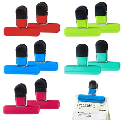 10 Pack Reusable Food Bag Clips, 3 Inch Multicolour Plastic Sealing Clips for Food Storage, Snacks, Coffee and Sandwich Bags