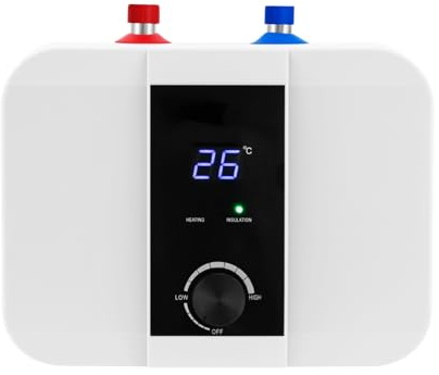 Mini chauffe-eau instantané 6 l 1500 W - Avec affichage LED - Température de l'eau : 0 à 65 °C - Pour cuisine et salle de bain