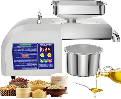 vnmudzeo Molino Inteligente De Aceite De Oliva, con Rendimiento De 6 Kg/H A 9 Kg/H, Prensa AutomáTica De Aceite De 800 W/1100 W, para Uso Comunitario 6kg/h