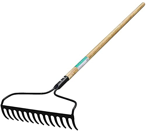 FDOSIJFOS rastrello per Erba, Rastrello da Giardino, rastrello for Foglie a 14 Denti, for Raccogliere Articoli Vari, diserbo, Attrezzi Giardinaggio Portatili (Colore: Nero, Dimensioni: 36x156 cm)
