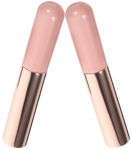 Sewroro Brocha correctora de labios de silicona 2 unidades, aplicador con cabeza redonda y tapa protectora, herramienta portátil para difuminar y maquillar labios, color rosa, uso profesional y diario