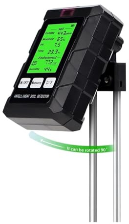 Misuratore di umidità del suolo, Misuratore Del Suolo Rotazione Di 90 Gradi 6 In 1 Tester PH Umidità Fertilità Temperatura 'aria Rilevatore Luce Per Il Giardino,Tester PH del suolo