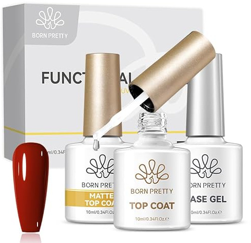 Born Pretty Top Coat Gel UV Base Gel och matt Top Coat Set – No Wipe Super Underlack och överlack set för långvarig UV nagelkonst gör-det-själv