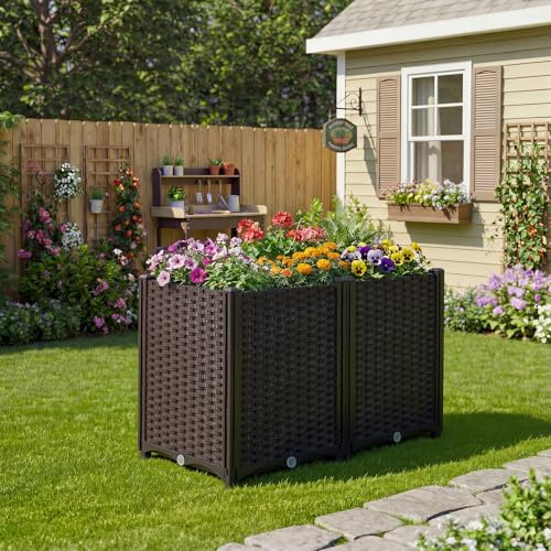 Warmiehomy Elevated Raised Garden Bed with Self Watering, 40x40x52cm