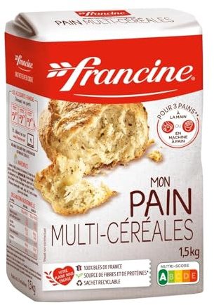 FRANCINE - Farine à Pain Multi-Céréales aux Graines de Tournesol, Lin, Pavot et Germes de Maïs - le paquet de 1,5 kg - Le Lot De 4