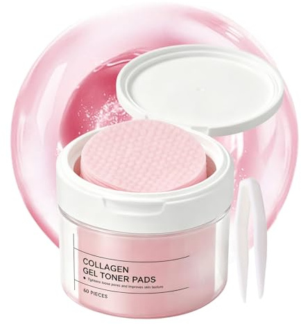LRWENGY Kollagen Gel Toner Pads - Korean Skincare Kollagen Cleansing Pads - Tiefes Feuchtigkeitsversorgung & Anti-Aging Glass Skin Toner Pad-s mit Vitamin C&E - Pore Minimizer & Face Wipes with To-ner