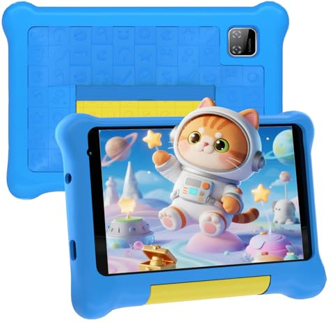 Laptok Tablet Niños 7 Pulgadas, Android Tablet para Niños 5 GB+32GB+128GB, Aplicaciones para Niños Preinstaladas y Control Parental, 1024x600, 2500mAh, Cámara doble, WiFi 6, BT5.2(azul)